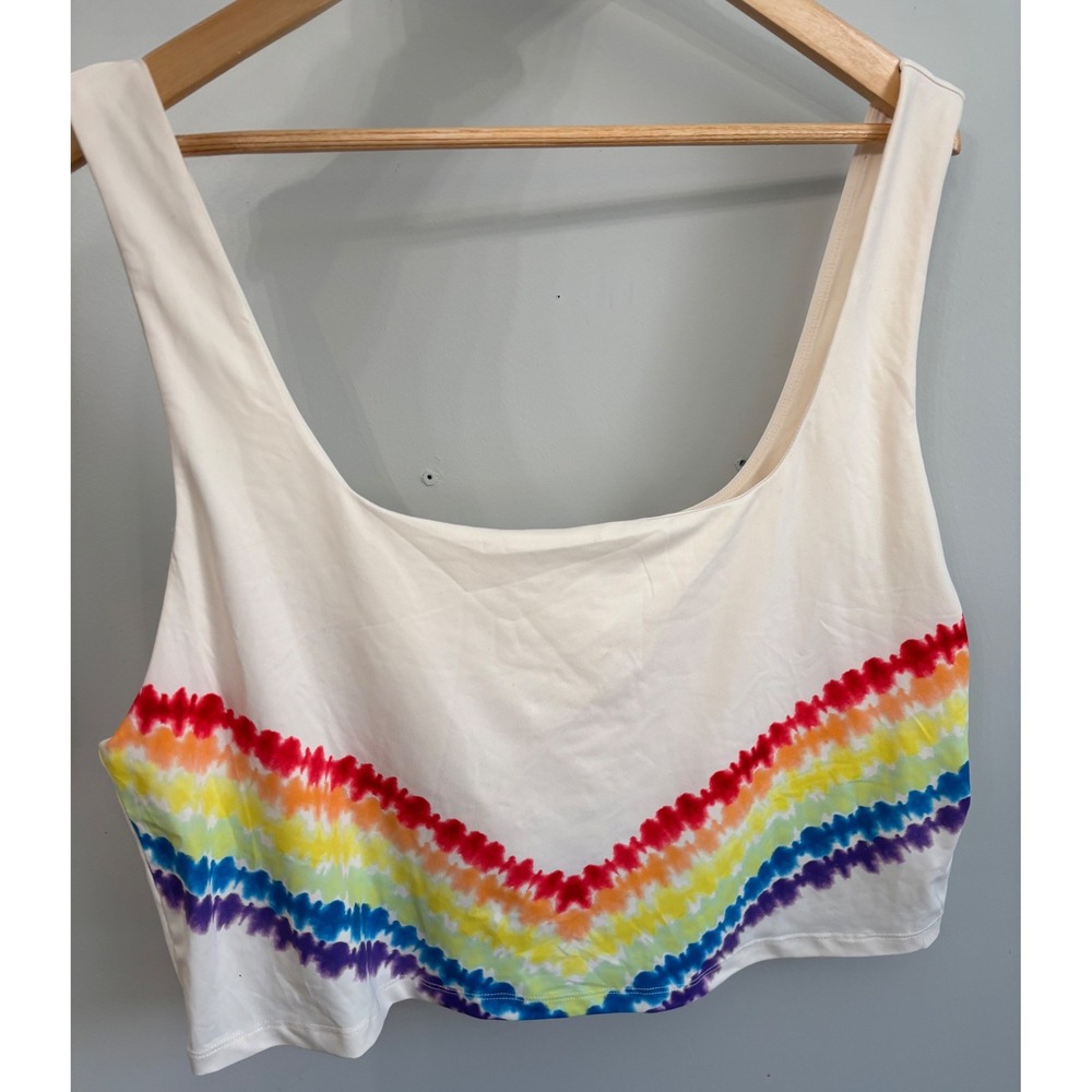 Fabletics Rainbow Cropped‎ Built in Bra Tank 4X Top Athletic Workout Pride
